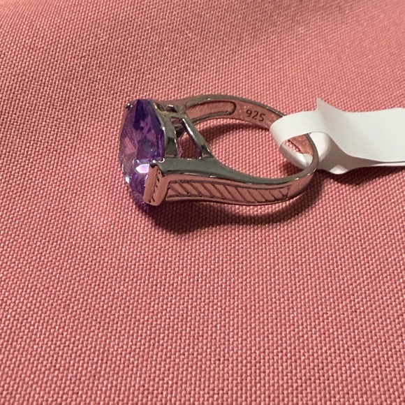 SOLD Sterling silver large amethyst Bradford exchange ring size 10 - Picture 2 of 3